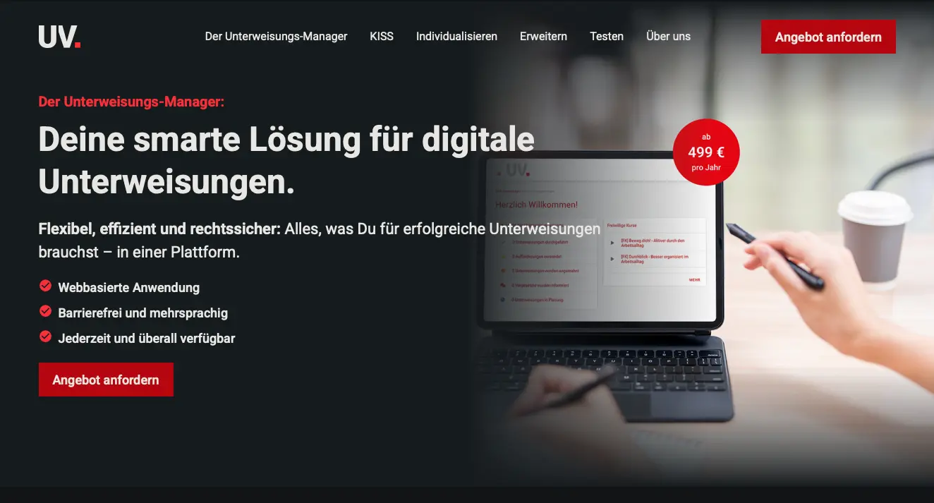 Mockup der Unterweisungsoberfläche